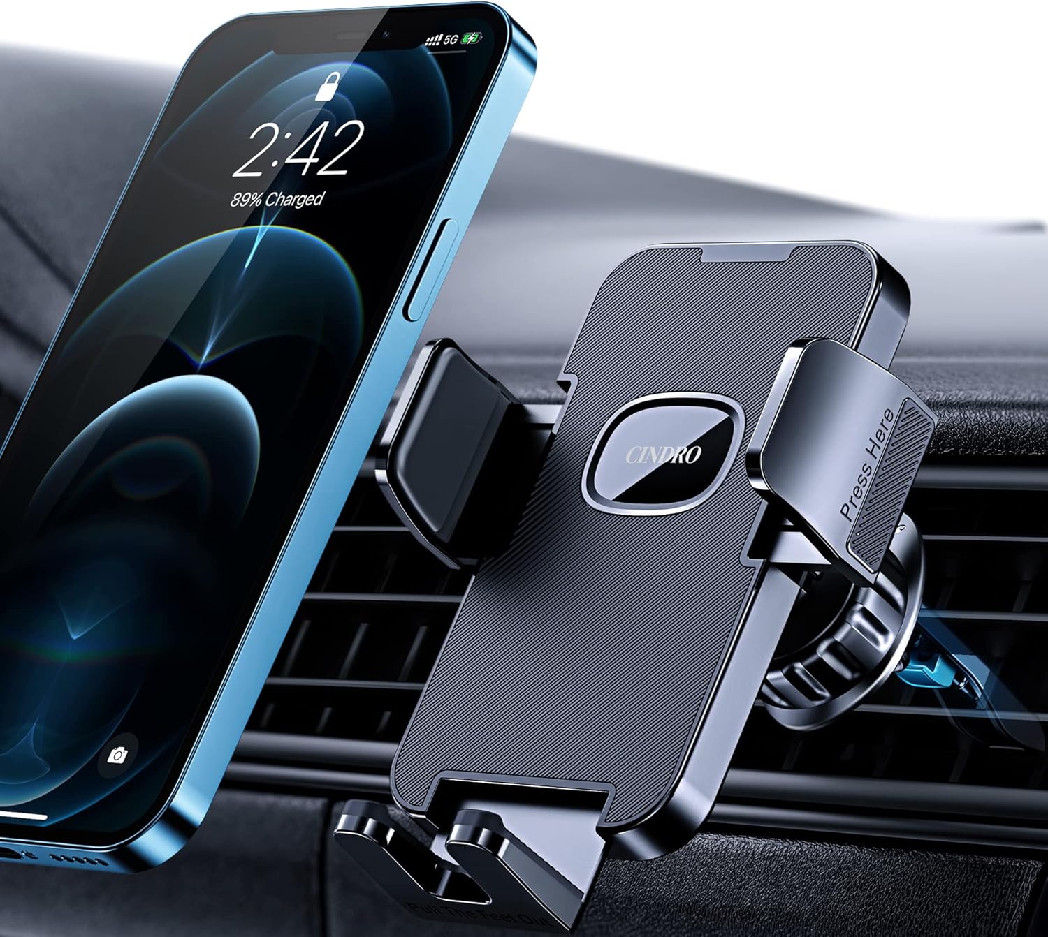 CINDRO Car Phone Holder - Never Fall Clip!