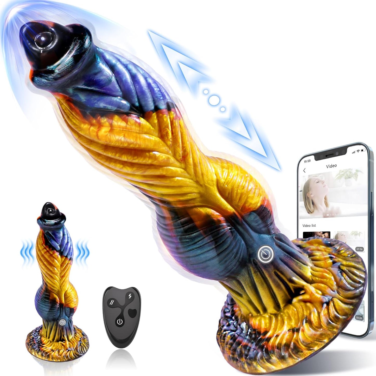 Thrusting Dildo Vibrator - 10.2in 4IN1 Huge Thick Dildos