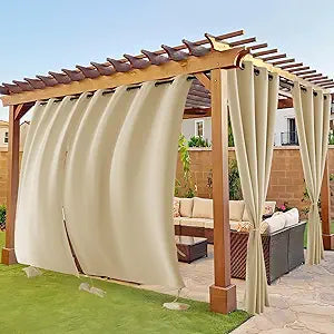 RYB HOME Outdoor Curtains for Patio - Waterproof Blackout Drapes