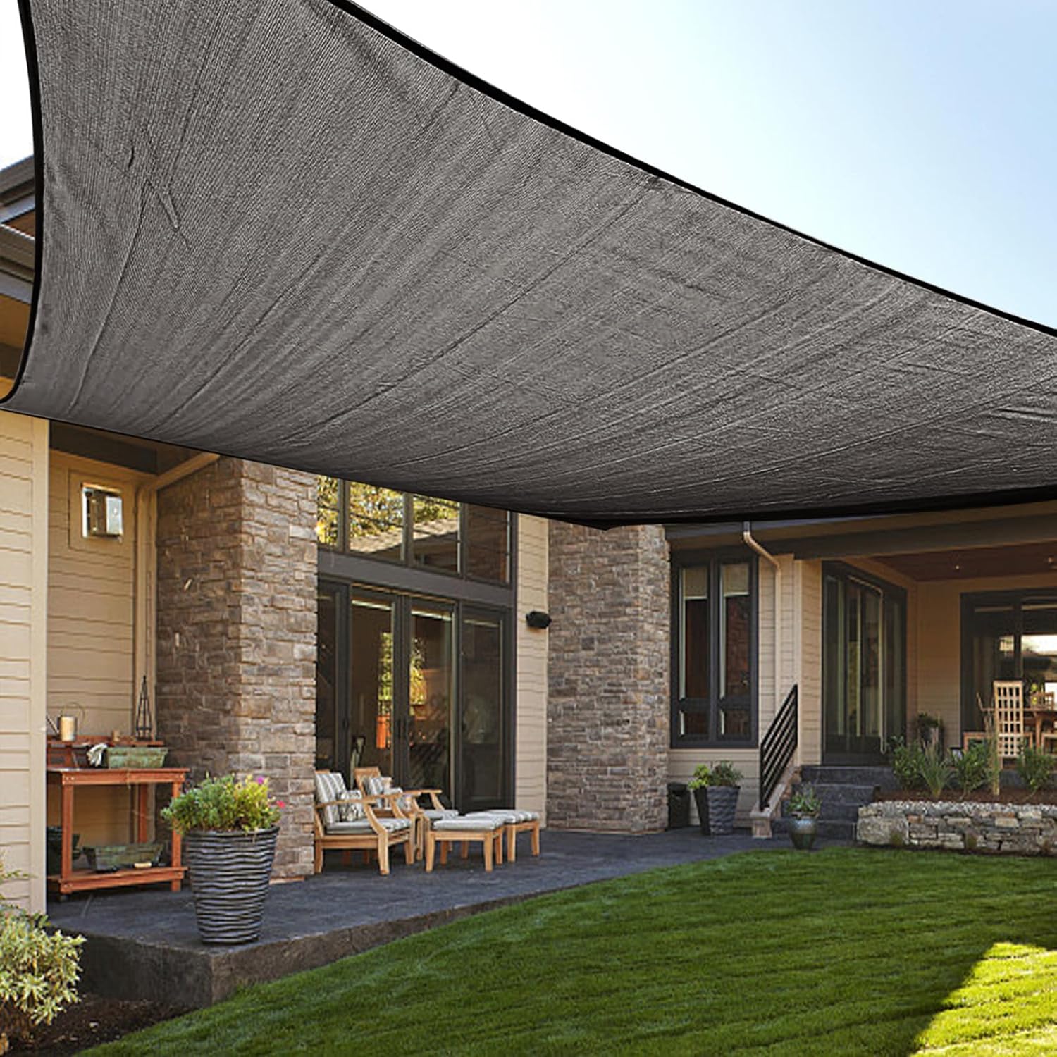 LOVE STORY Custom Size Dark Grey Sun Shade Sail for Outdoor Use