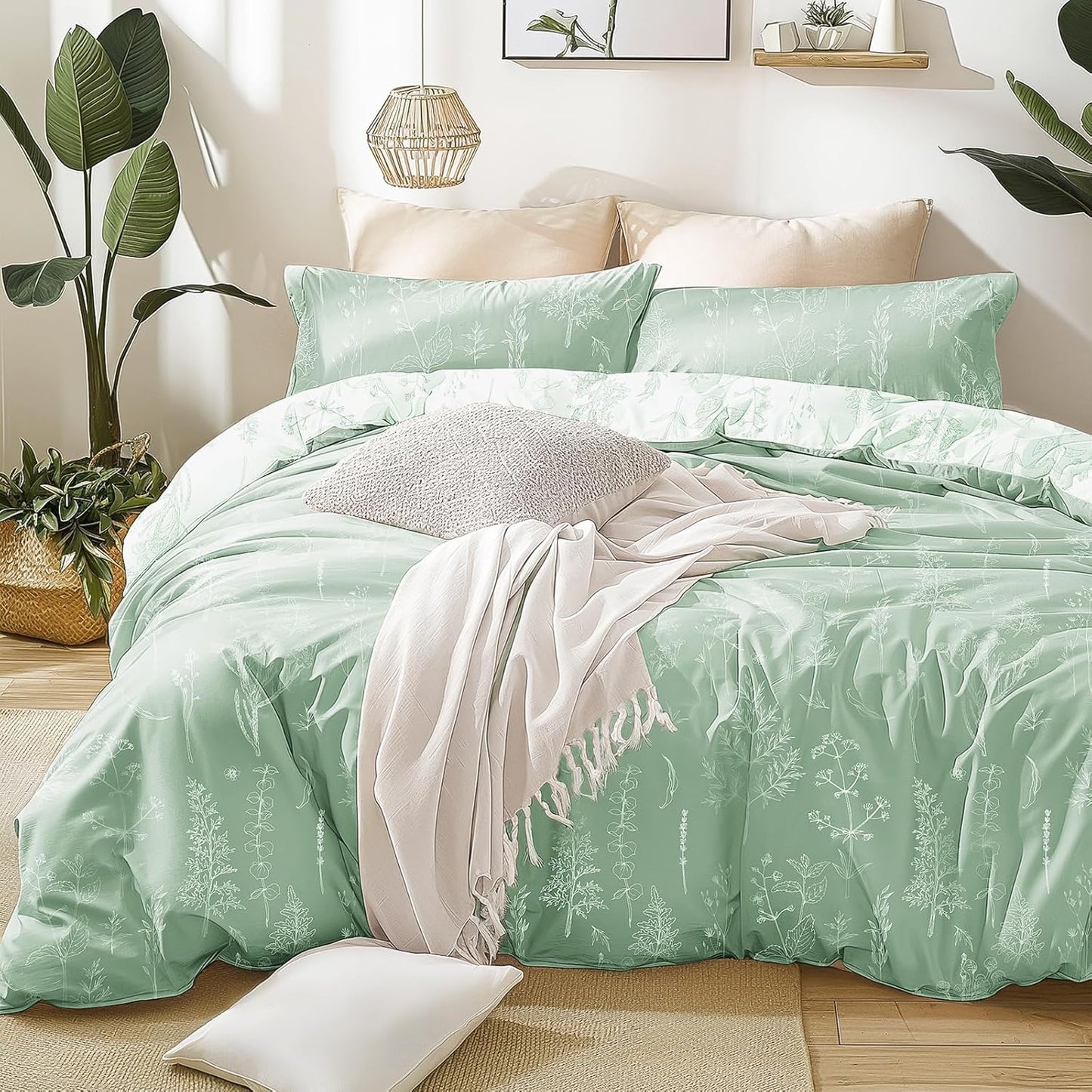 Sage Green Comforter Set Full - Cute Floral Bedding Set