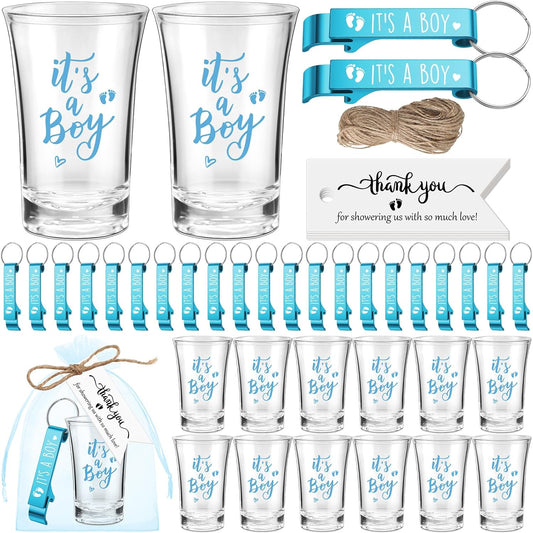 50 Sets Baby Shower Favor Acrylic Shot Glasses with Keychains