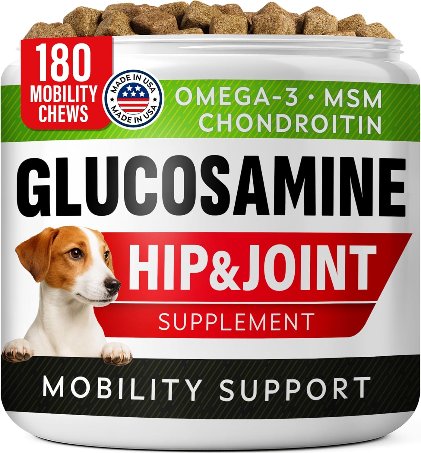 Glucosamine Treats for Dogs - Joint Pain Relief Chews 180 Ct