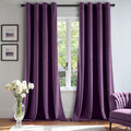 Velvet Curtains Purple Grommet Blackout Panels 52 x 90 in - Elegant