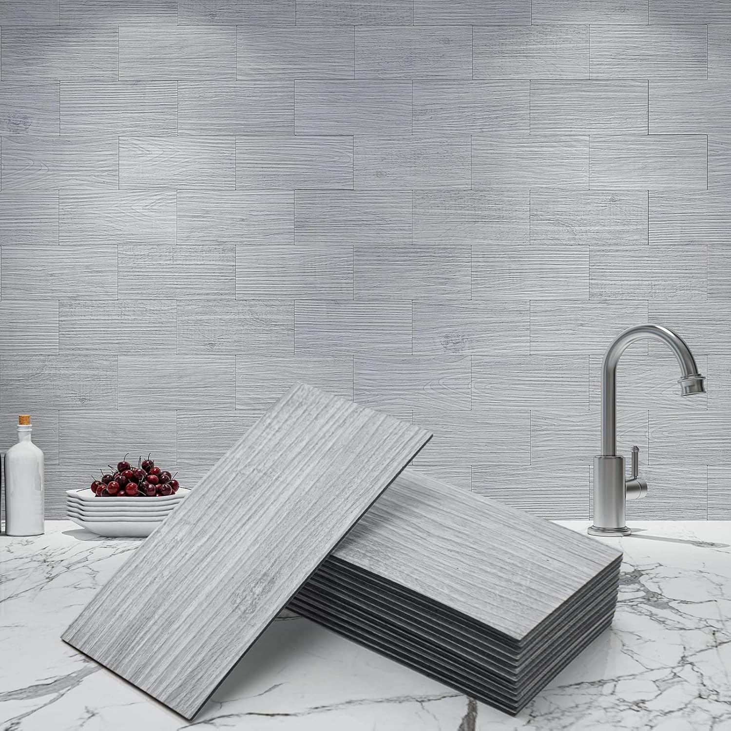 Art3d 102-Piece Peel and Stick Tile Backsplash for Kitchen