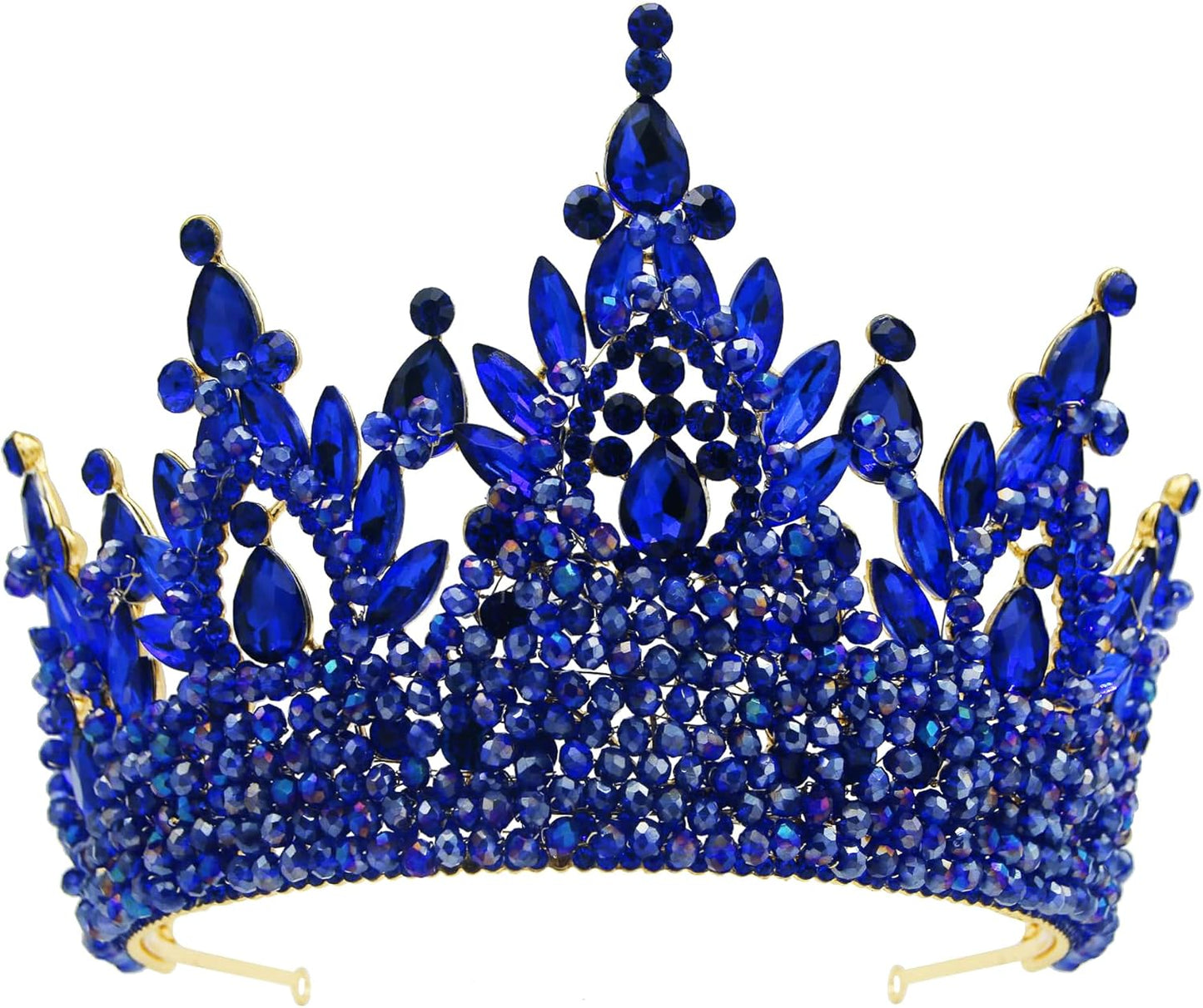 Large Crystal Pageant Crowns for Women - Royal Blue Tiaras