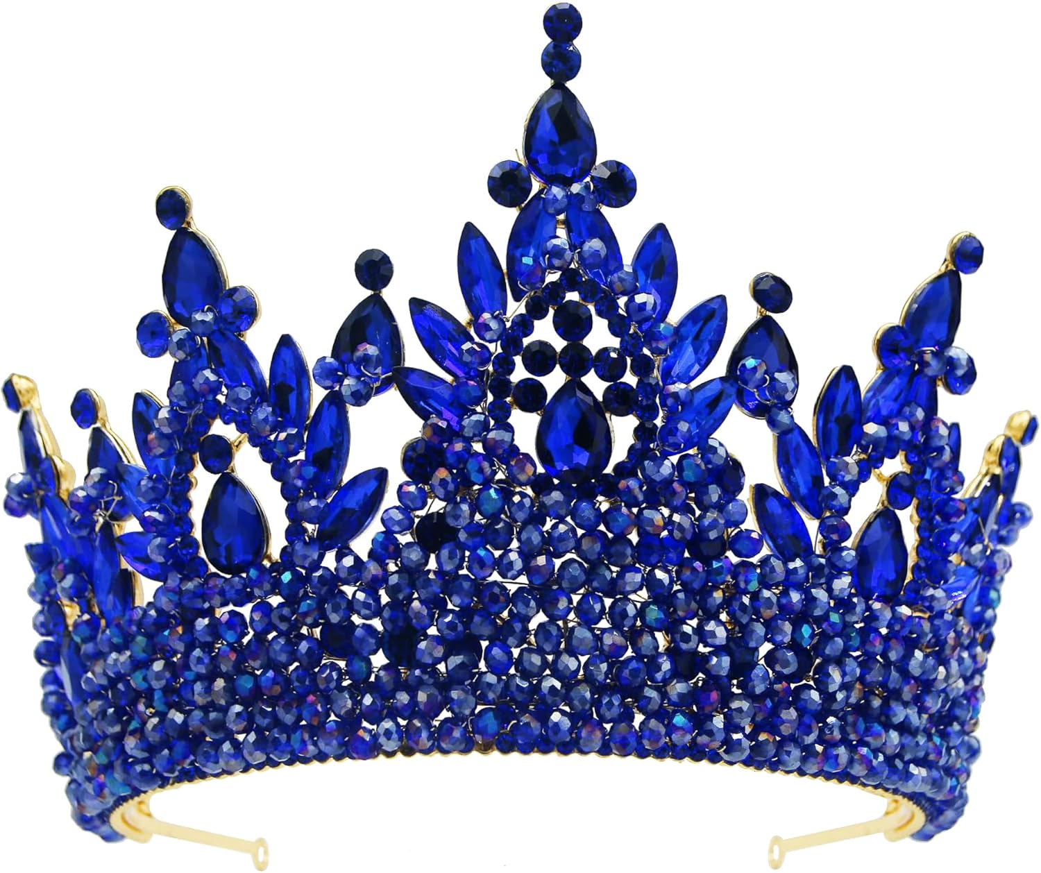 Large Crystal Pageant Crowns for Women - Royal Blue Tiaras
