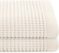 Waffle Bath Towels Set of 2 Cream - 100% Cotton Quick Dry Luxury