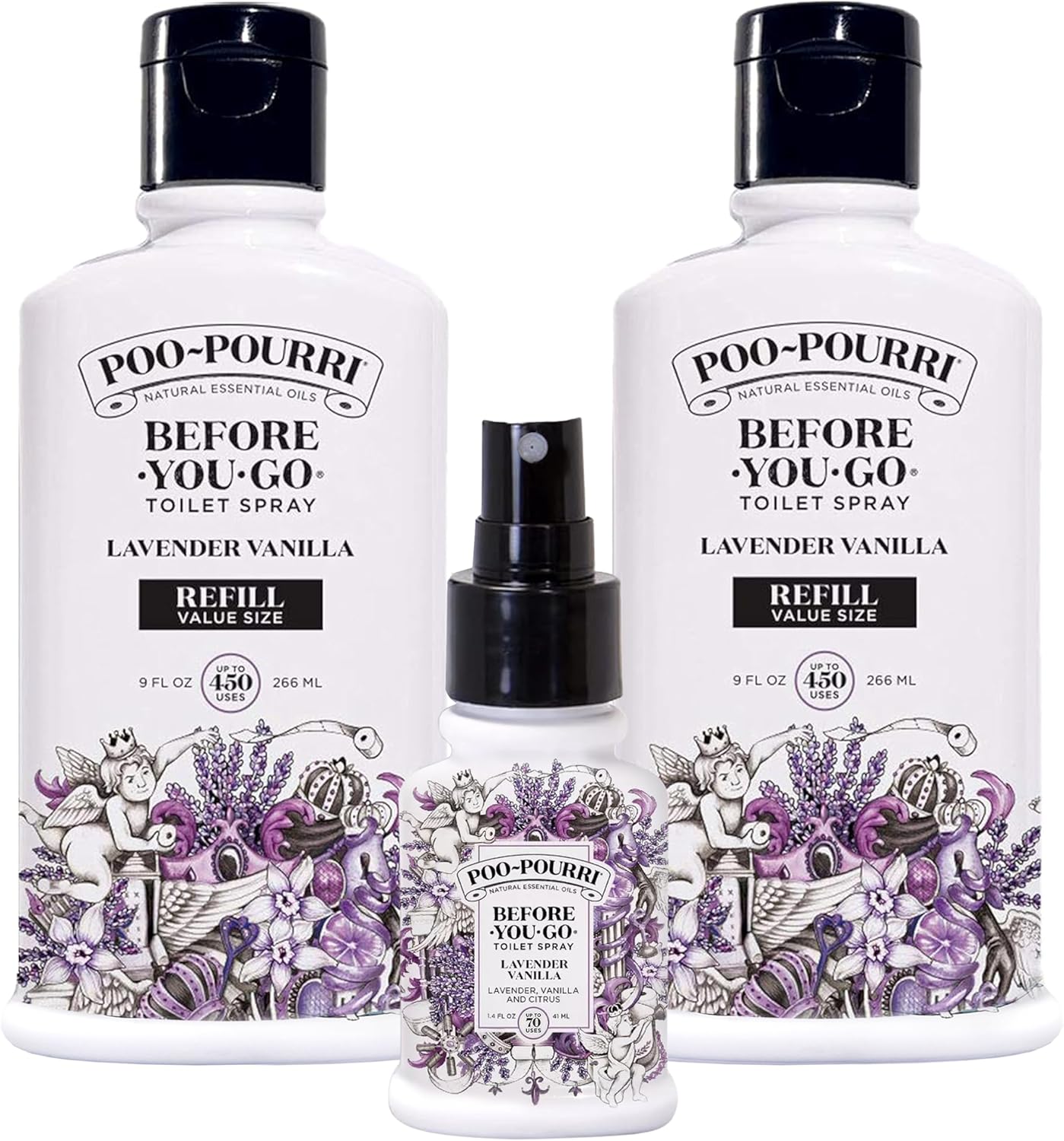 Poo Pourri Lavender Vanilla Odor Eliminator Refill Set