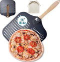16 Inch Aluminum Pizza Peel with Foldable Wood Handle for Easy Use