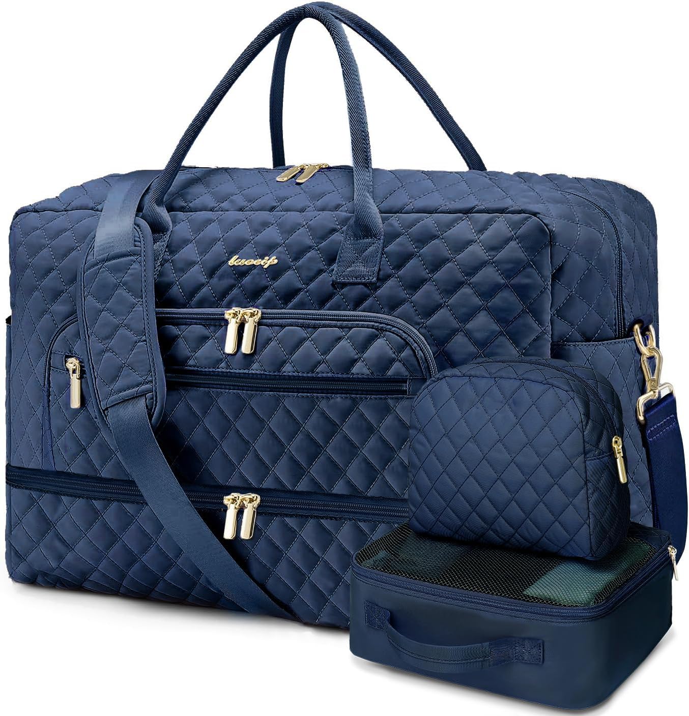Large Women's Travel Duffel with Shoe Compartment and Wet Pocket