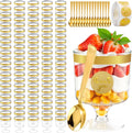 5oz Dessert Cups with Gold Spoons - Clear Mini Parfait Cups Set