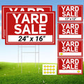Yard Sale Signs with Stakes 6-Pack - Double-Sided Waterproof Signs
