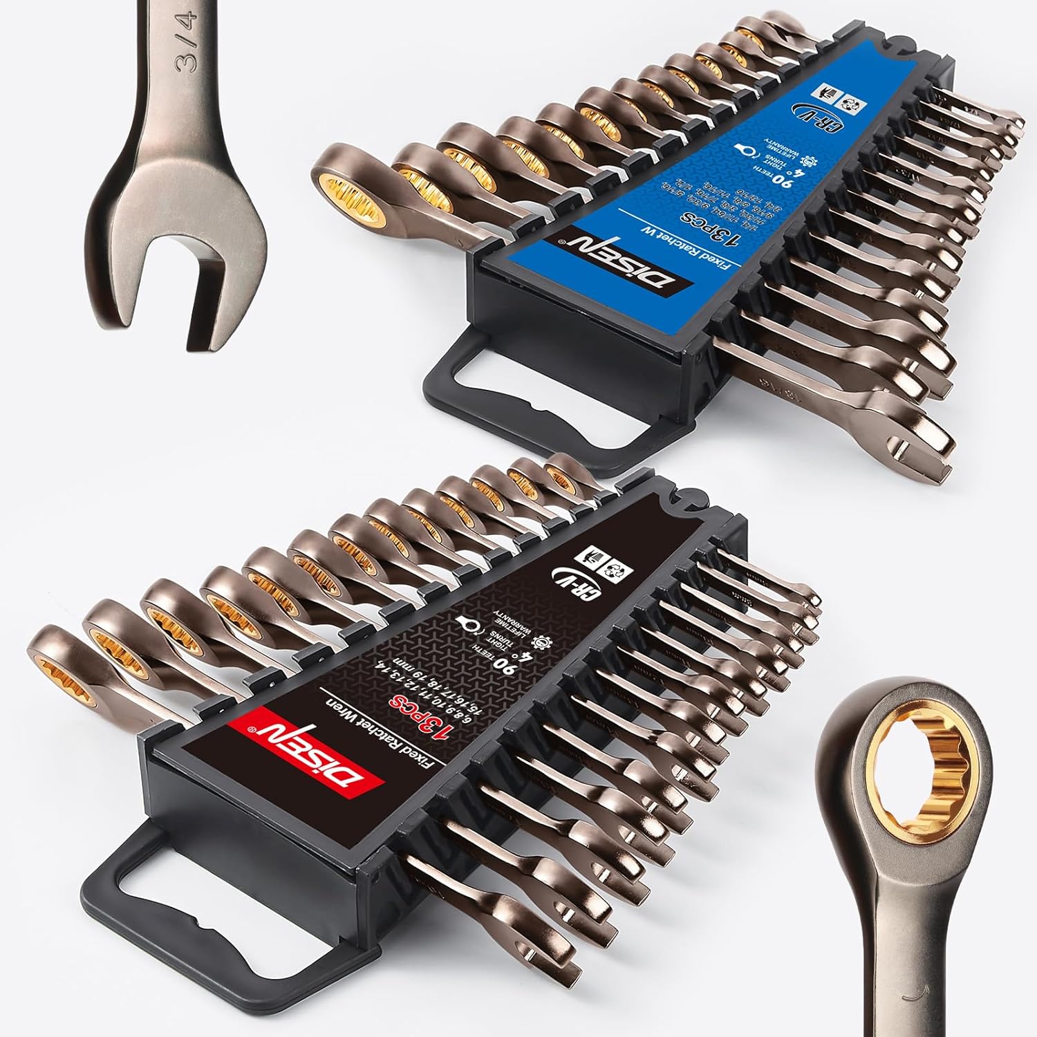 26 Piece Ratcheting Wrenches Set with 90 Teeth for Precision