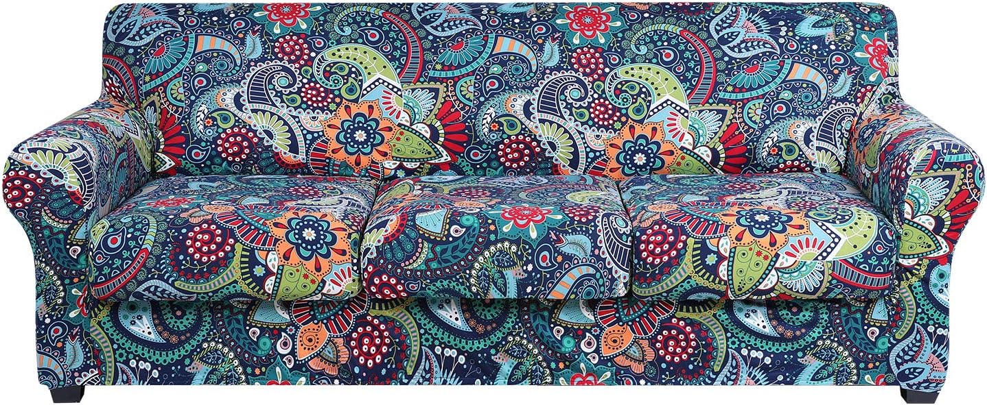 Floral Pattern Couch Cover by hyha - Stretch Sofa Slipcovers