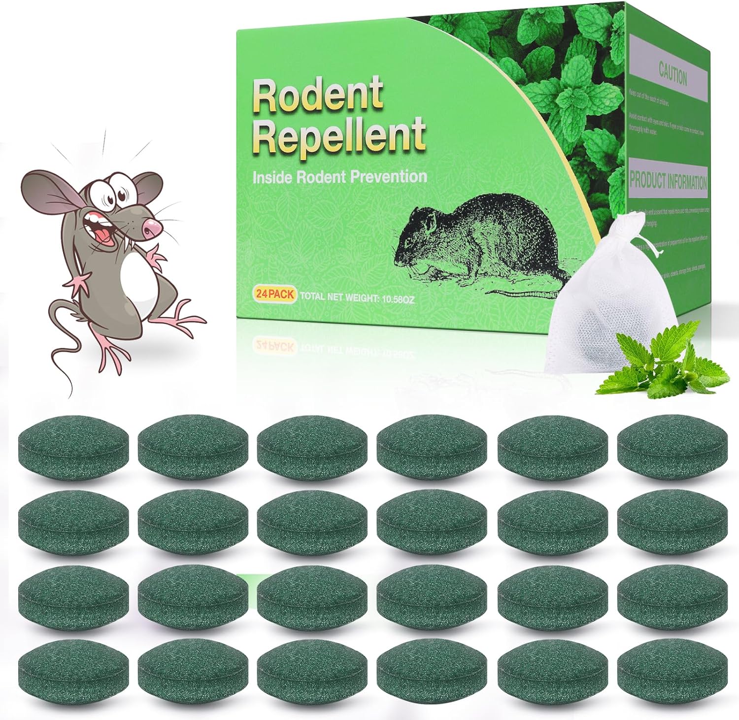 24 Pack Peppermint Mouse Repellent - Keep Mice Out!