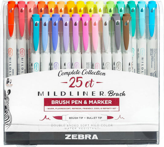 Zebra Pen Mildliner Double-Ended Brush Pen for Creative Use