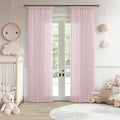 80 Inch Pink Pinch Pleated Semi Sheer Curtains for Girls Bedroom