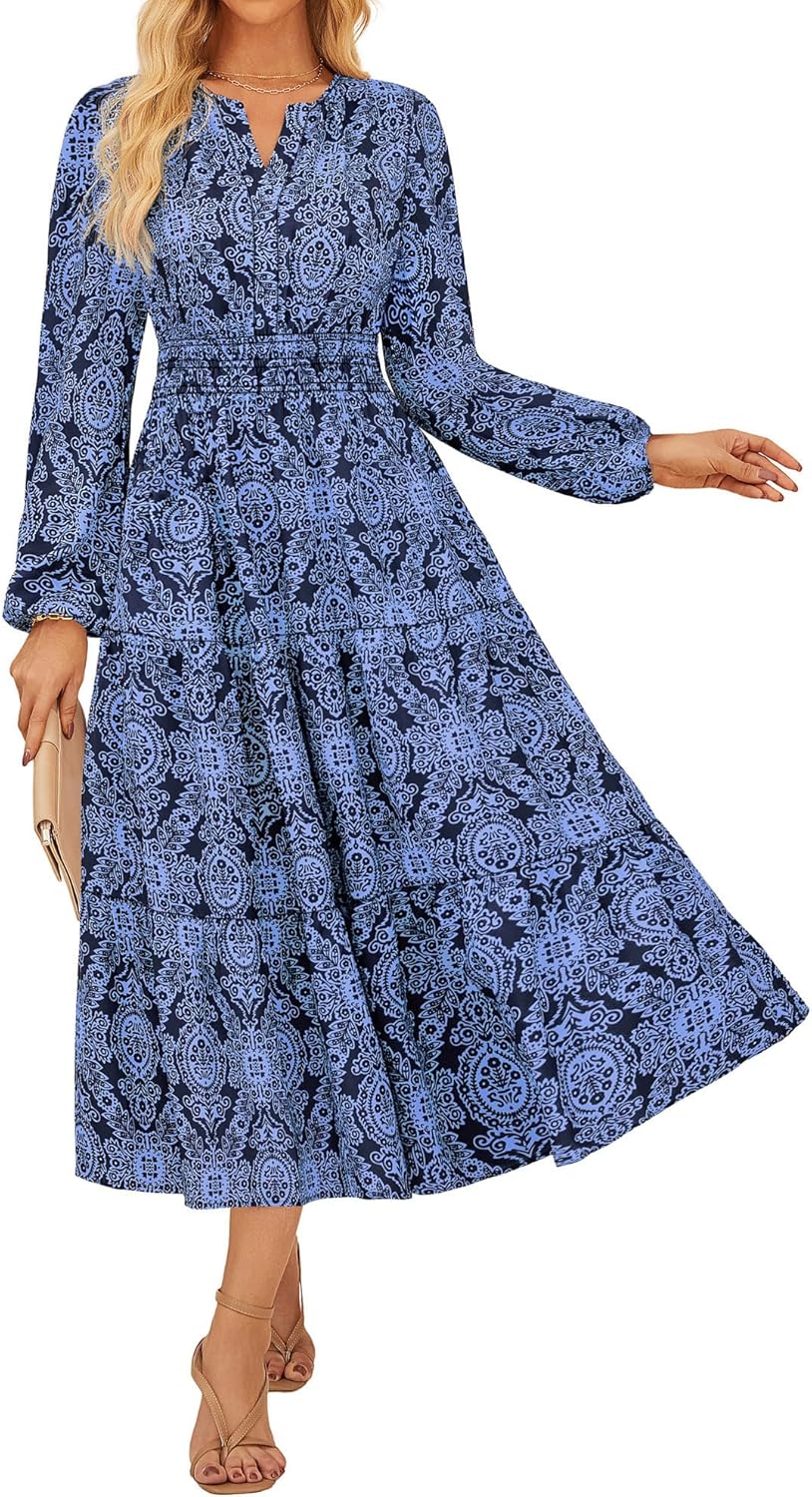 Floral Long Sleeve Maxi Dress for Women by GRACE KARIN