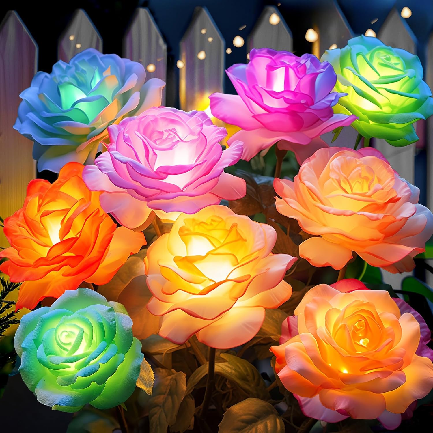 Solar Flowers Lights Outdoor Waterproof by NESSTU - 10 Pack