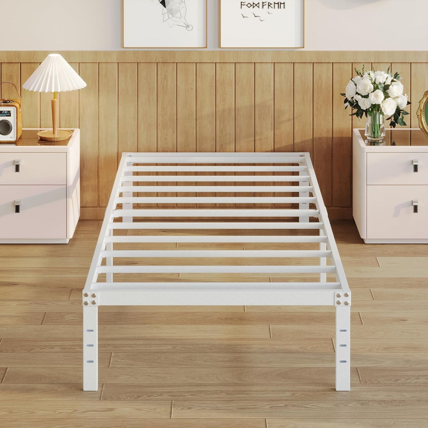 Heavy Duty Metal Twin Bed Frame with Large Underbed Storage