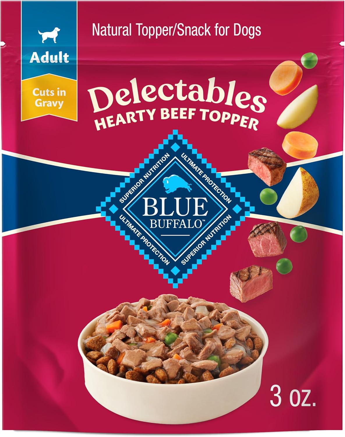 Blue Buffalo Delectables Hearty Beef Cuts in Gravy for Dogs