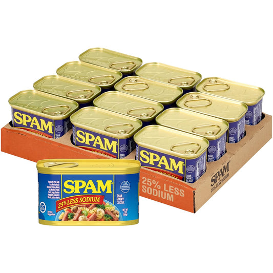 SPAM 25% Less Sodium Luncheon Meat, 12-Pack, 7oz Cans