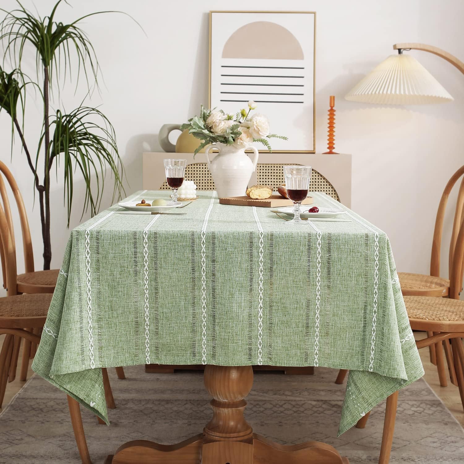 Farmhouse Style Linen Tablecloths for 6 Foot Rectangle Tables