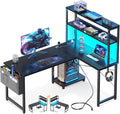 Casaottima Gaming Desk with Power Outlets & LED Lights - Reversible 43