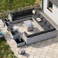 18-Piece Patio Furniture Set with 55,000 BTU Fire Pit Table - Modular