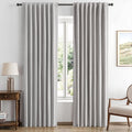 Blackout Linen Curtains 100% Blackout Greyish White - Room Darkening