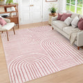 Lahome Abstract 8x10 Area Rug, Soft Pink 8x10 Rugs for Living Room