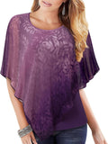 Women's Lightweight Flowy Chiffon Poncho Blouse - Double Layered