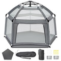 Baby Playpen with Self-Inflating Play Mat and Travel Bag - Portable