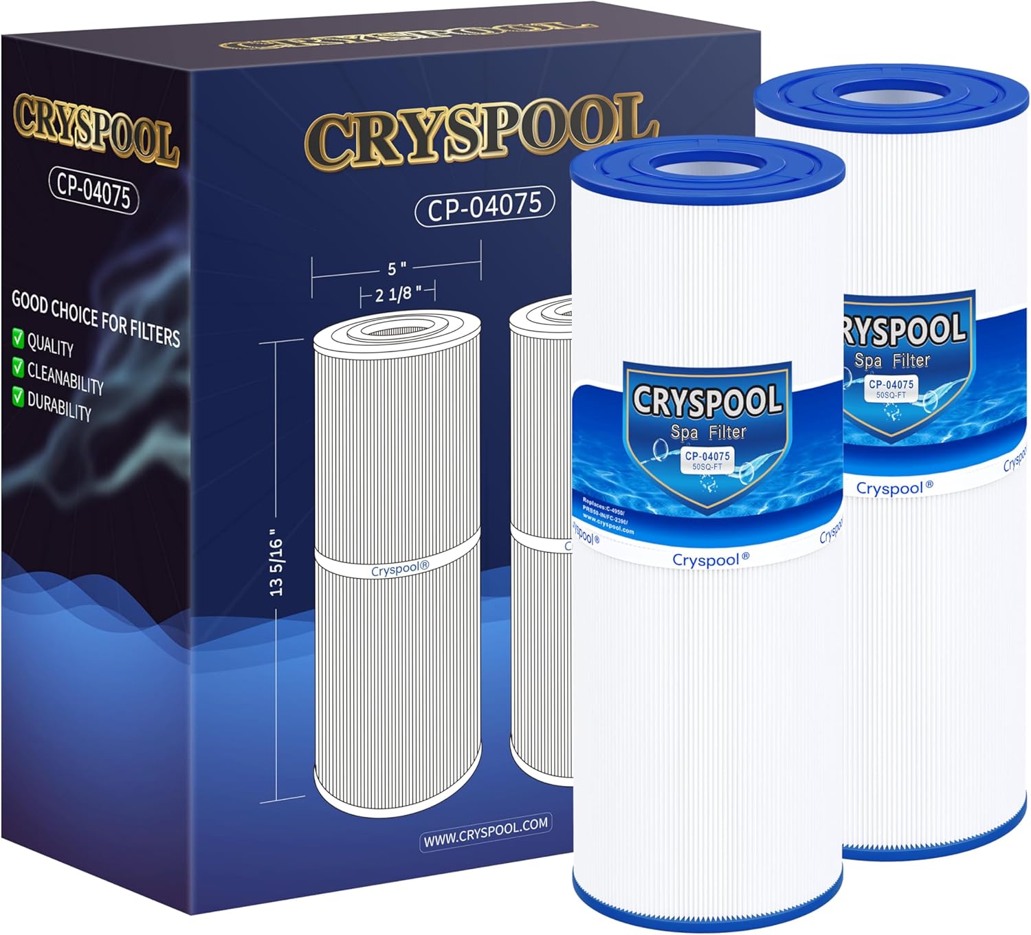 Cryspool 04075 Filter for Hot Tubs - 50 Sq. Ft Cartridge Pack