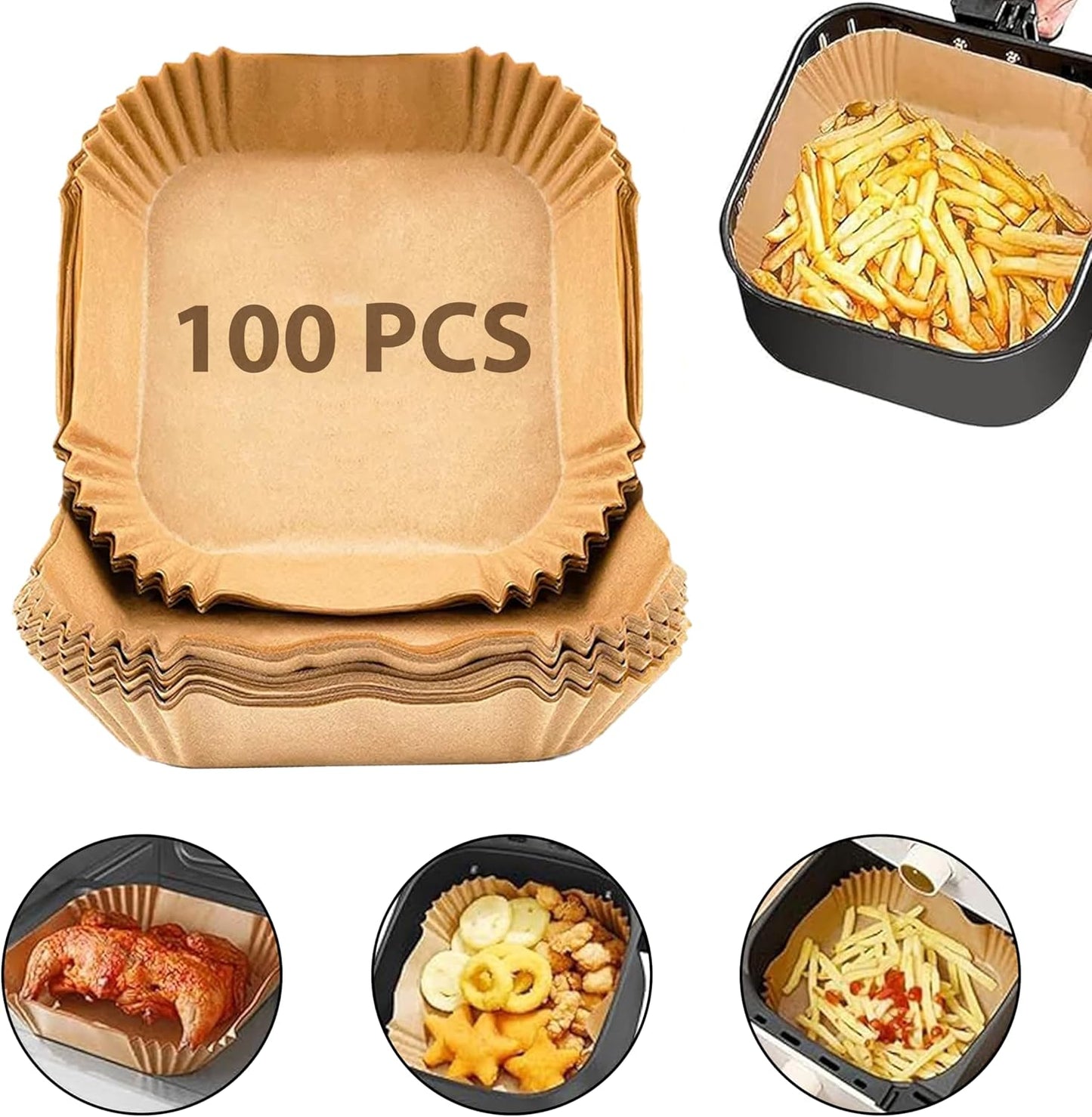 100 Non-Stick Air Fryer Liners - Easy Cooking Cleanup! 