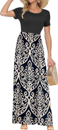 AUSELILY Women's Short Sleeve Loose Maxi Dress - Comfortable Summer We