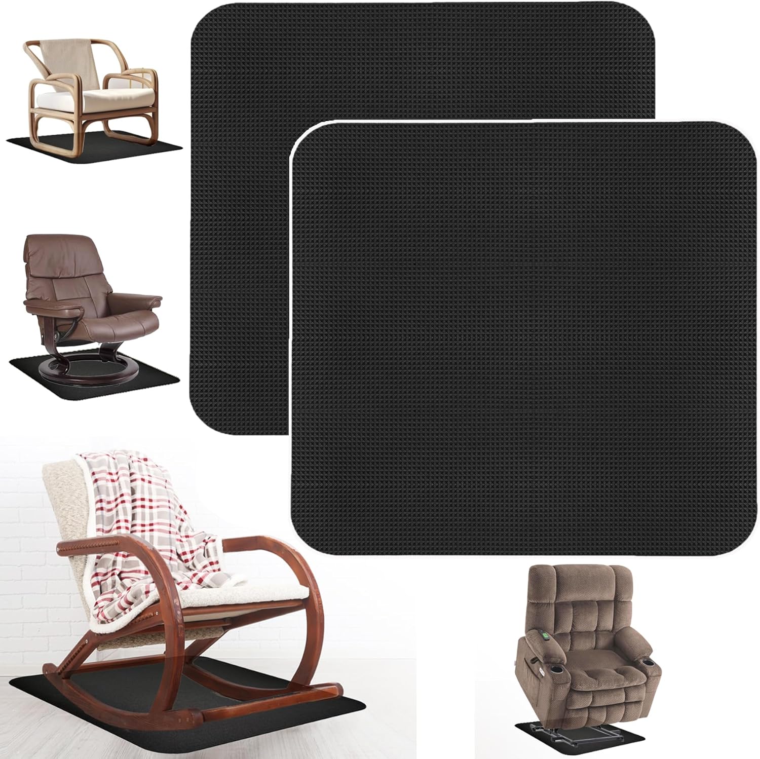 Non Skid Recliner Pads for Hardwood Floors - 2Pcs Anti-Slide Mats