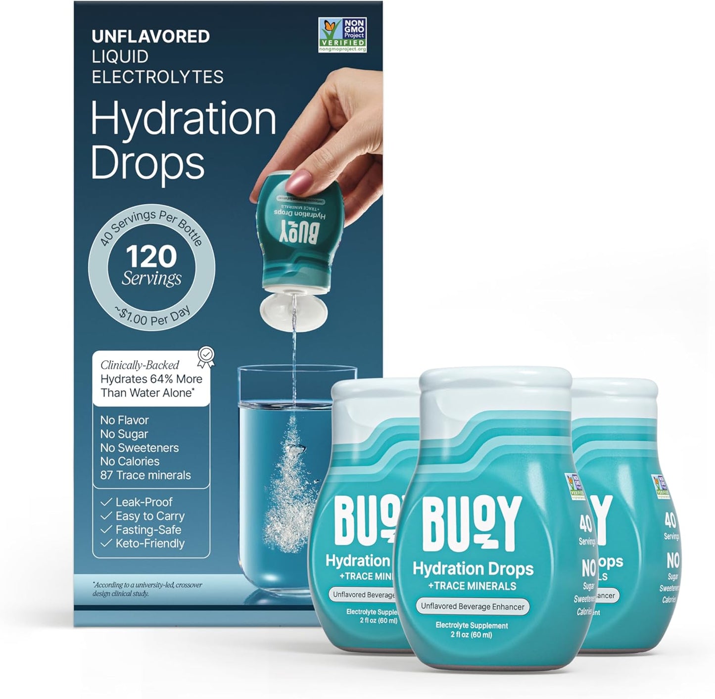 Buoy Electrolyte Drops for Daily Hydration - 120 Servings