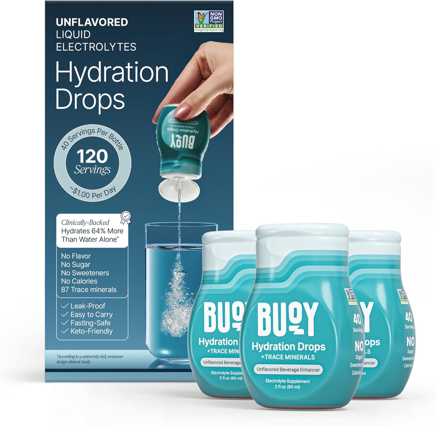 Buoy Electrolyte Drops for Daily Hydration - 120 Servings