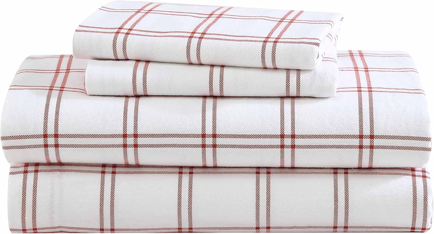 Eddie Bauer King Sheet Set - Cozy Cotton Flannel Bedding