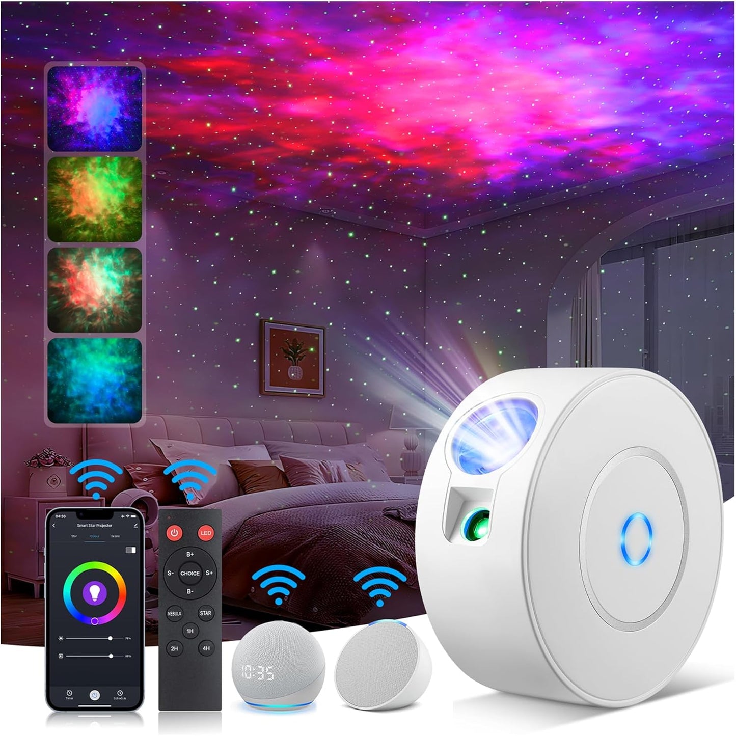 Laser Safety Certified Starry Sky Projector with App Control