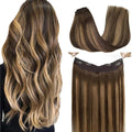 GOO GOO Wire Hair Extensions Human Hair 20in - Seamless Balayage Blend