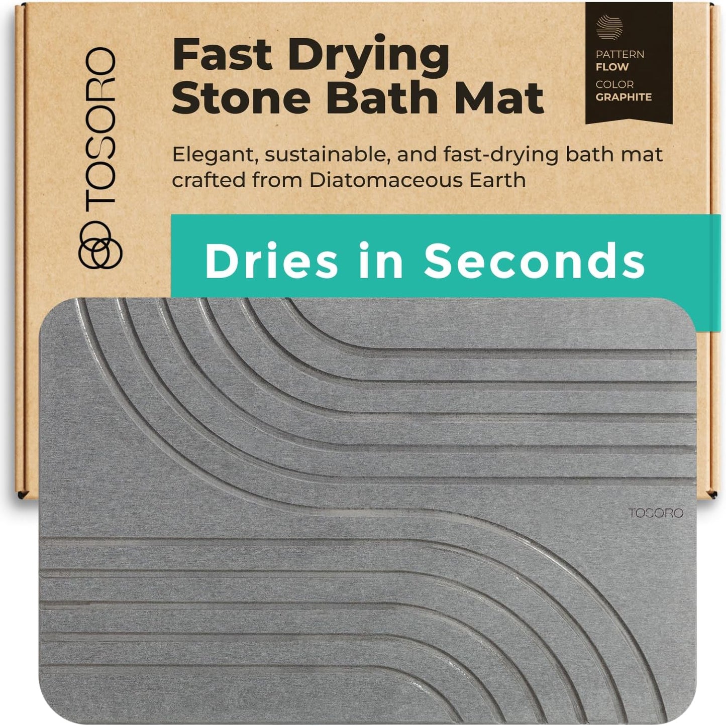 Diatomaceous Earth Stone Bath Mat - Quick Drying & Non-Slip