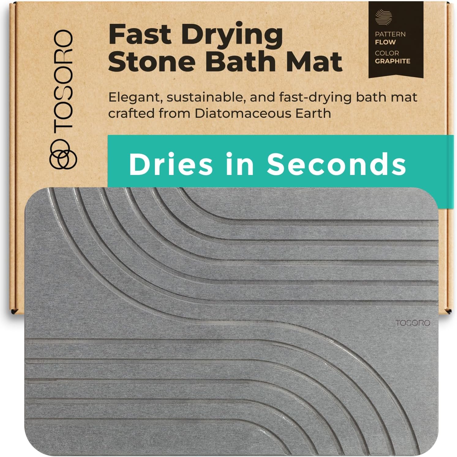 Diatomaceous Earth Stone Bath Mat - Quick Drying & Non-Slip