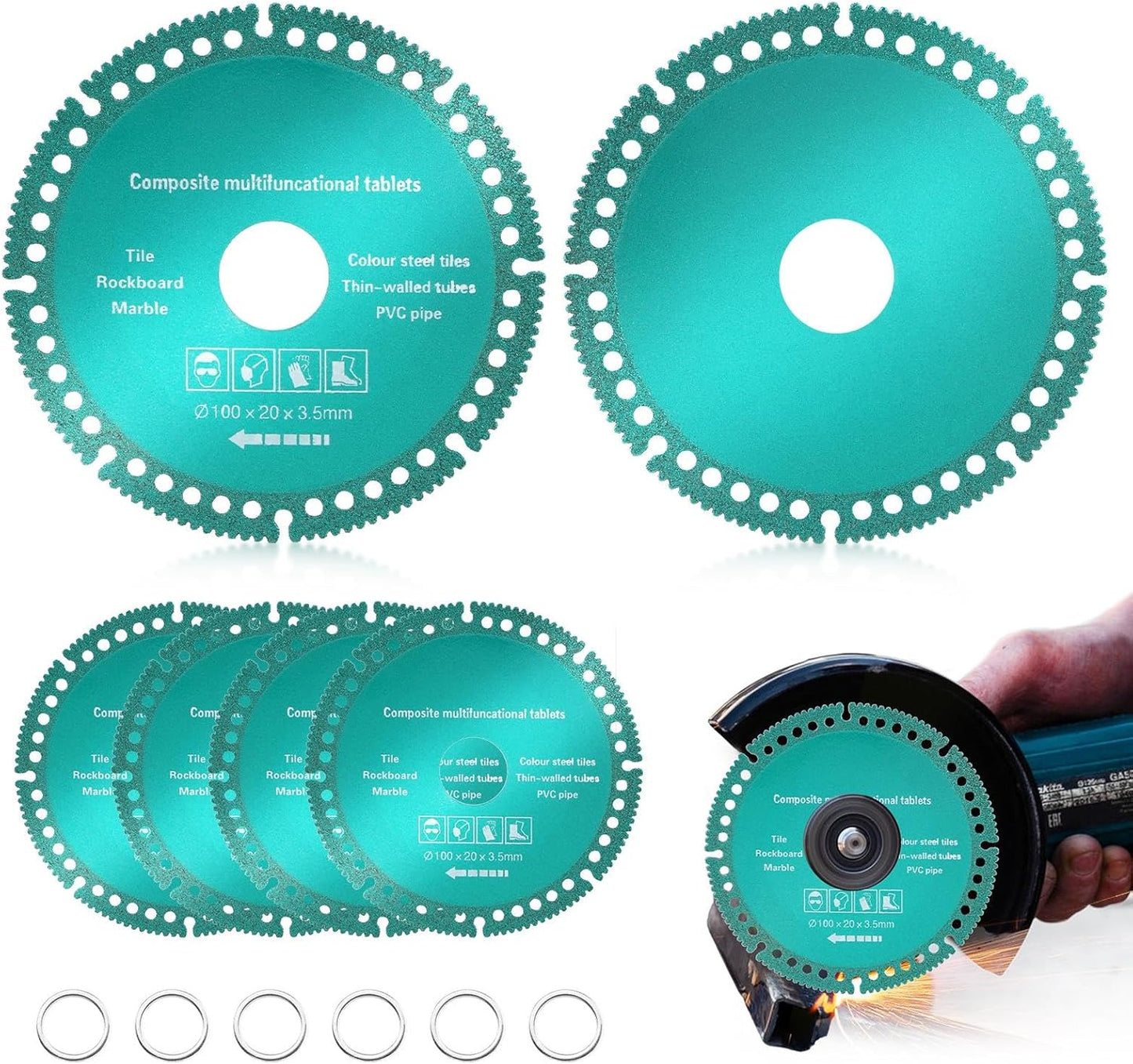 Trasylph 6 Pack 4 Inch Diamond Disc Set - Indestructible Blade for Precision Cutting