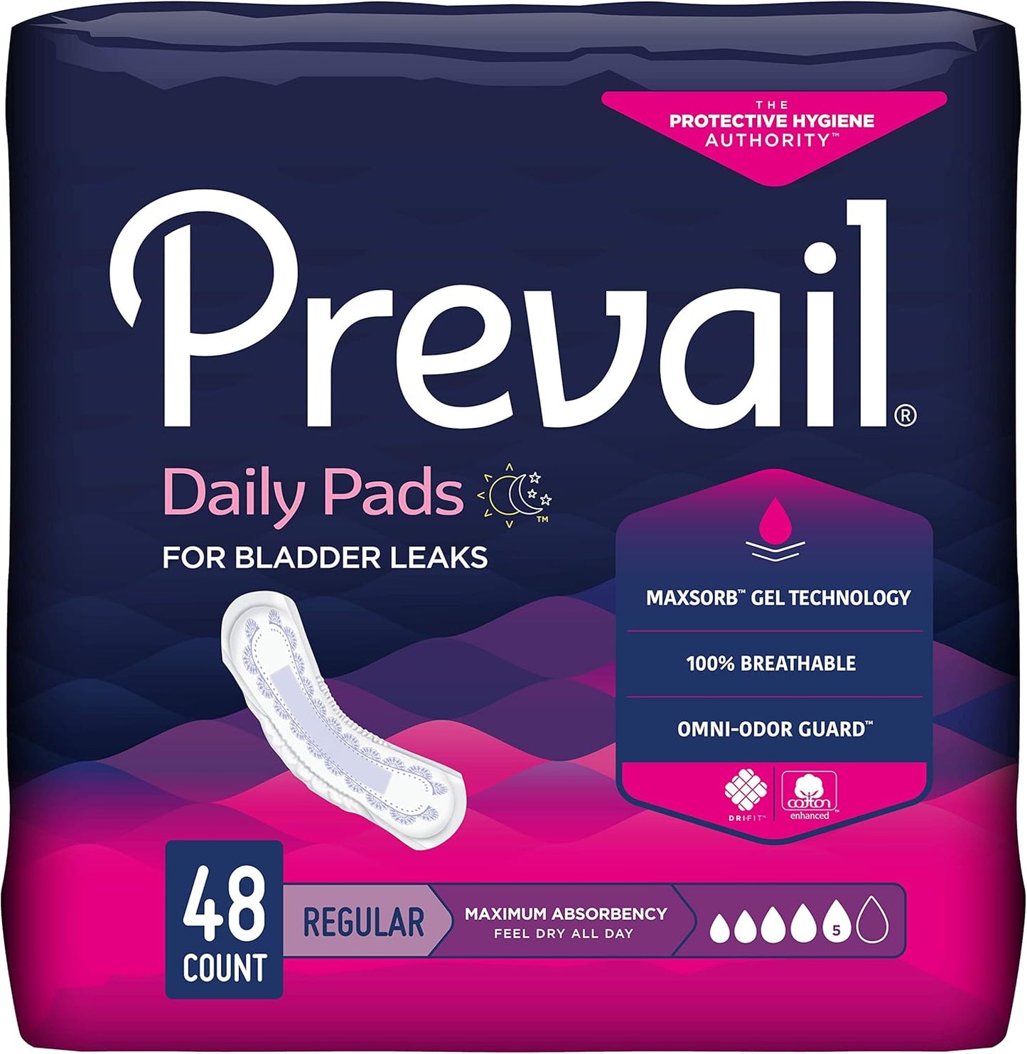 Prevail Proven Bladder Pads | Maximum Absorbency | 48 Count