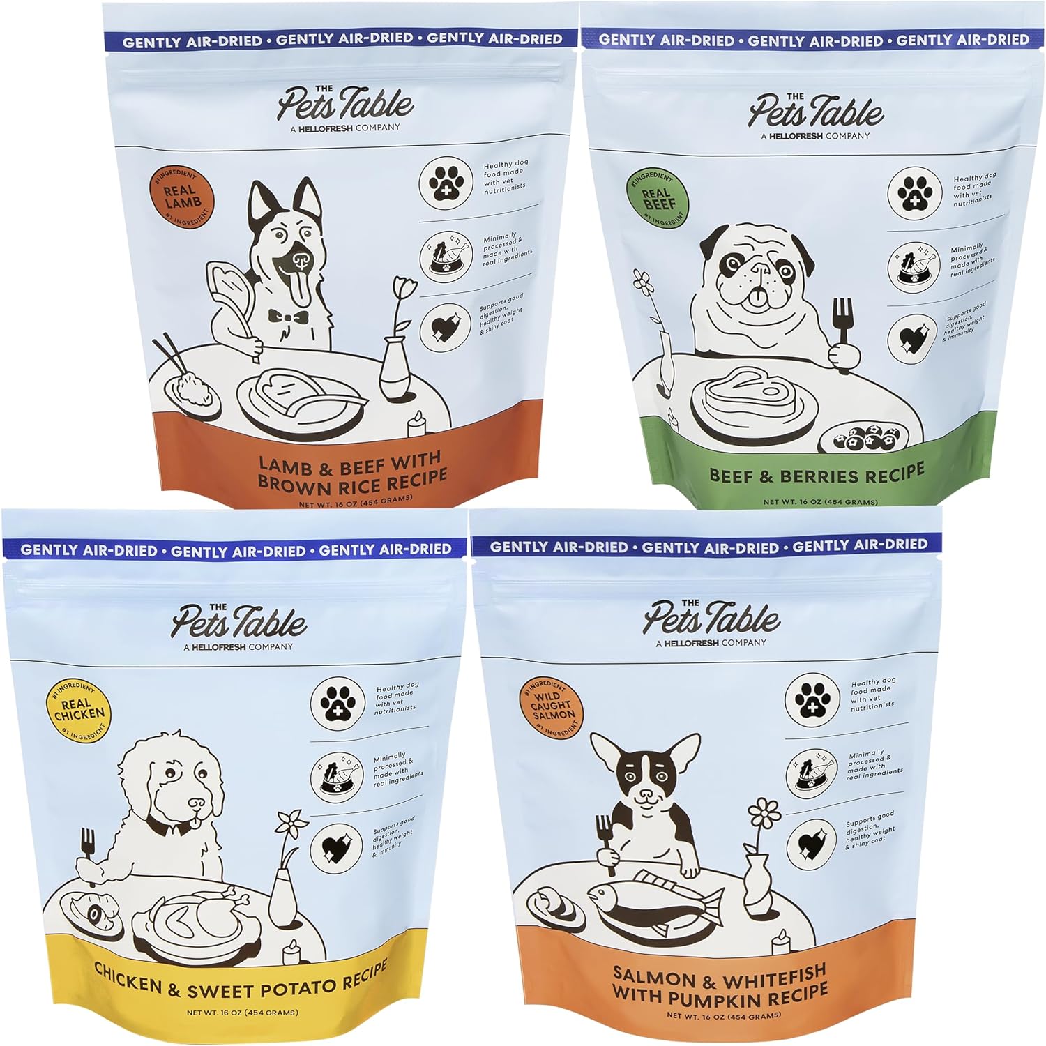Air Dried Dog Food Sampler 4 Pack for Healthy Pets Nutrition