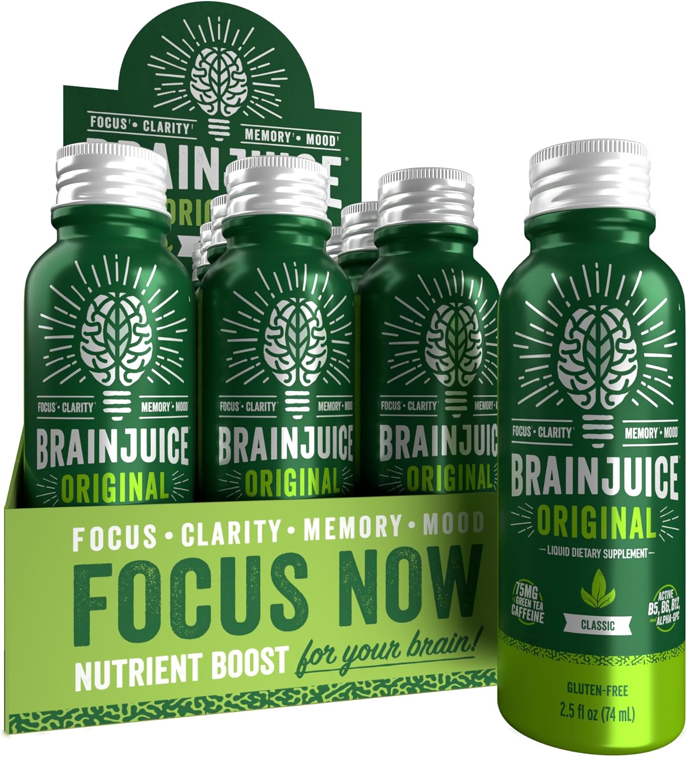 BrainJuice Focus & Energy Drink Shots for Daily Brain Health