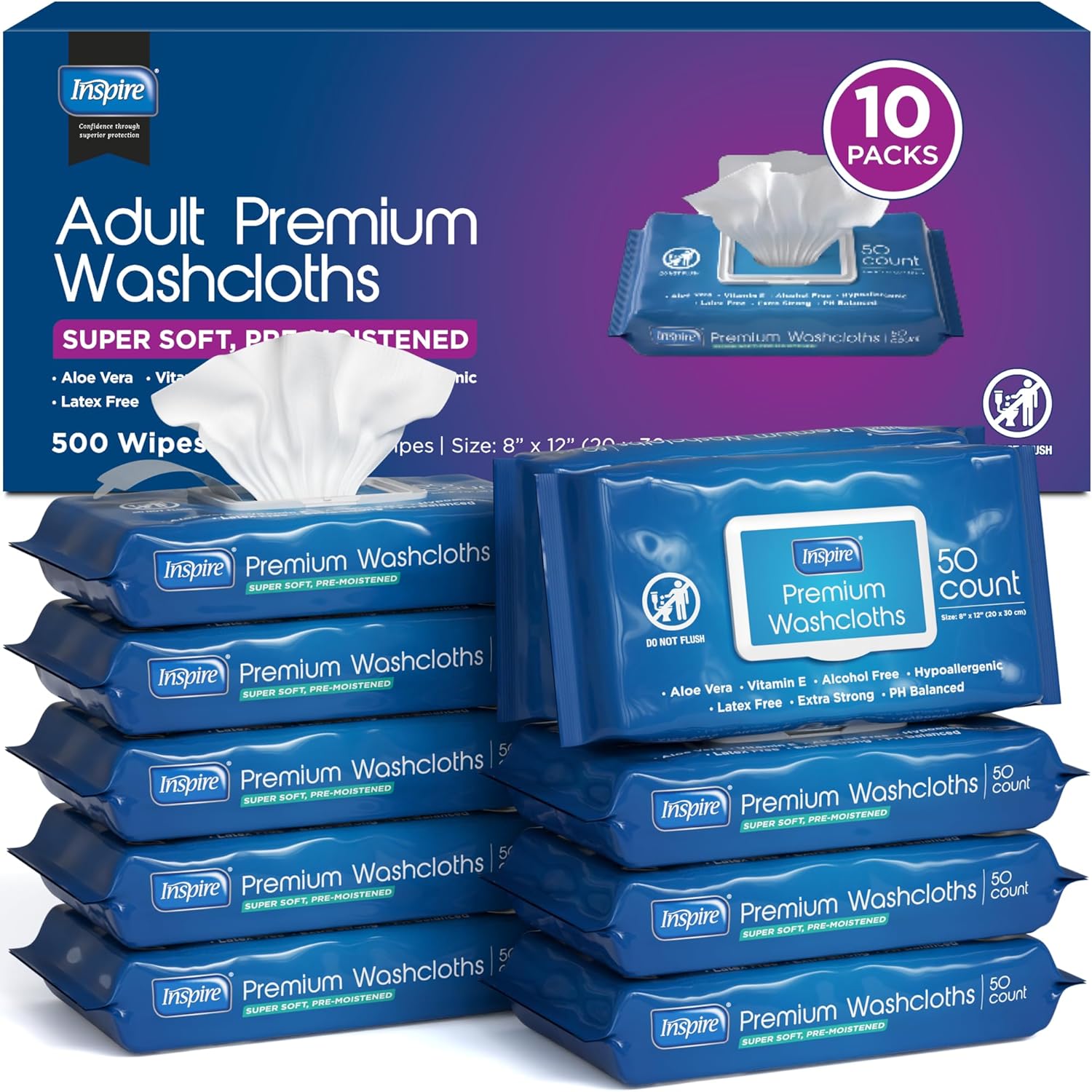 Inspire Adult Wet Wipes for Incontinence Care and Cleansing